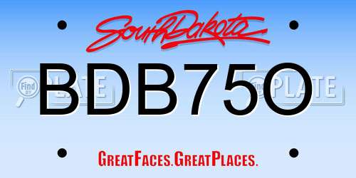 BDB75O South Dakota License Plate