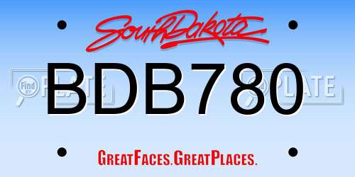 BDB780 South Dakota License Plate
