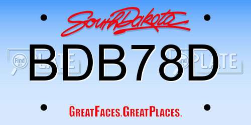 BDB78D South Dakota License Plate