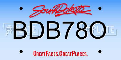 BDB78O South Dakota License Plate
