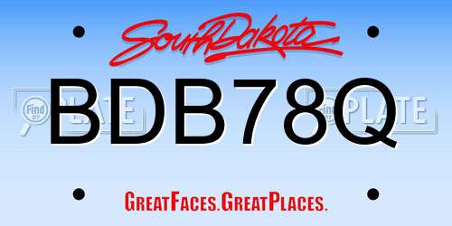 BDB78Q South Dakota License Plate