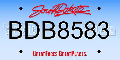 BDB8583 South Dakota License Plate