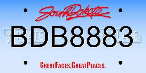 BDB8883 South Dakota License Plate