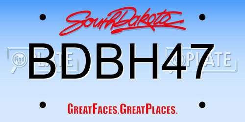 BDBH47 South Dakota License Plate