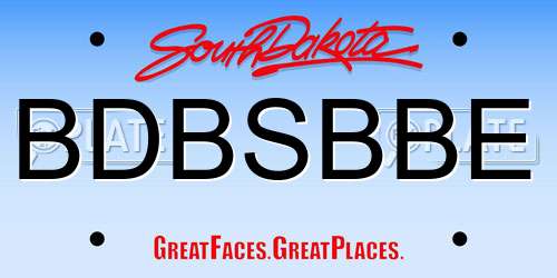 BDBSBBE South Dakota License Plate