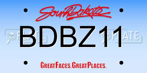 BDBZ11 South Dakota License Plate