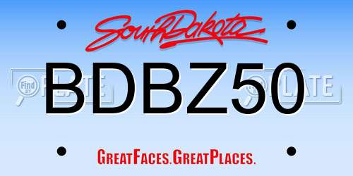 BDBZ50 South Dakota License Plate