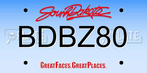 BDBZ80 South Dakota License Plate