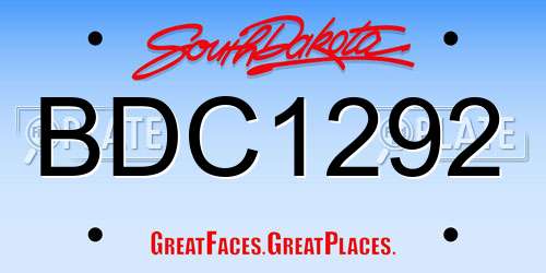 BDC1292 South Dakota License Plate