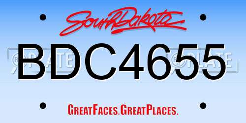 BDC4655 South Dakota License Plate