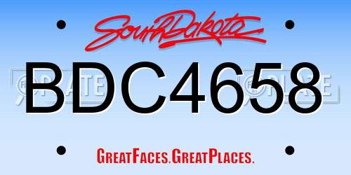 BDC4658 South Dakota License Plate