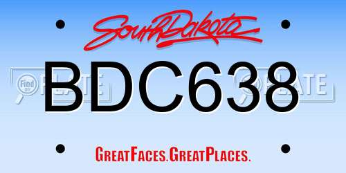 BDC638 South Dakota License Plate