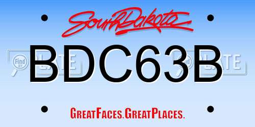 BDC63B South Dakota License Plate