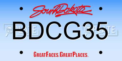 BDCG35 South Dakota License Plate