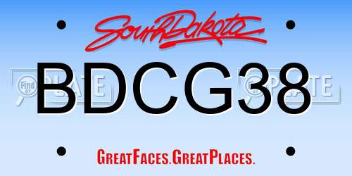 BDCG38 South Dakota License Plate