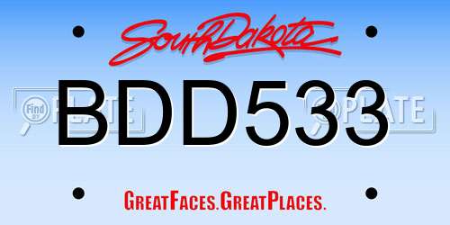 BDD533 South Dakota License Plate