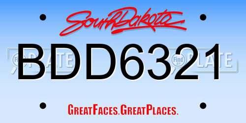 BDD6321 South Dakota License Plate