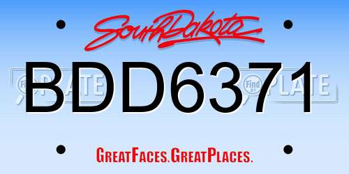 BDD6371 South Dakota License Plate