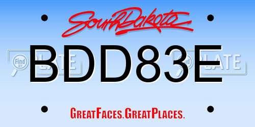 BDD83E South Dakota License Plate
