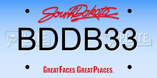 BDDB33 South Dakota License Plate