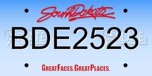 BDE2523 South Dakota License Plate