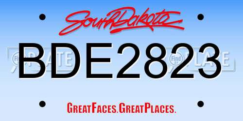 BDE2823 South Dakota License Plate