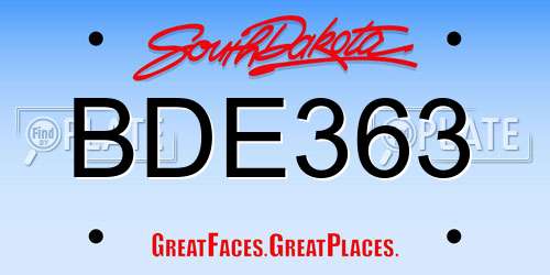BDE363 South Dakota License Plate