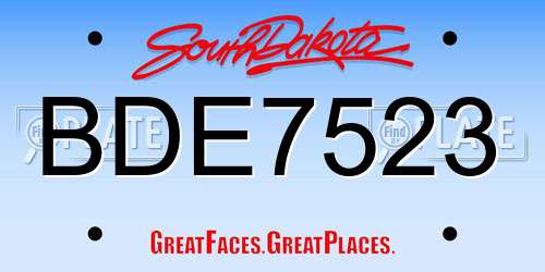 BDE7523 South Dakota License Plate