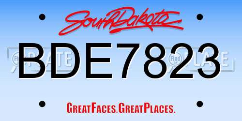BDE7823 South Dakota License Plate