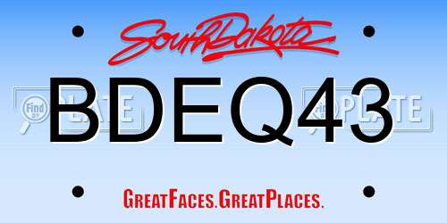 BDEQ43 South Dakota License Plate