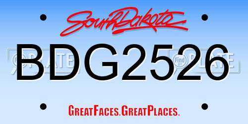 BDG2526 South Dakota License Plate