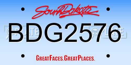 BDG2576 South Dakota License Plate