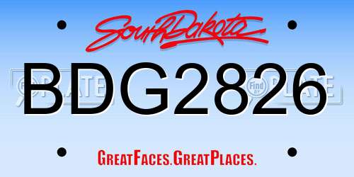 BDG2826 South Dakota License Plate