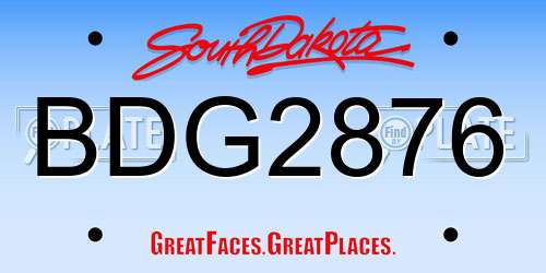 BDG2876 South Dakota License Plate