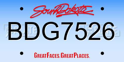 BDG7526 South Dakota License Plate