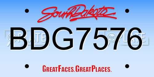 BDG7576 South Dakota License Plate