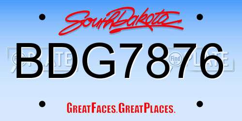 BDG7876 South Dakota License Plate
