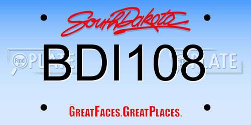 BDI108 South Dakota License Plate