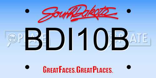 BDI10B South Dakota License Plate