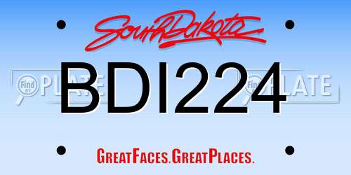 BDI224 South Dakota License Plate