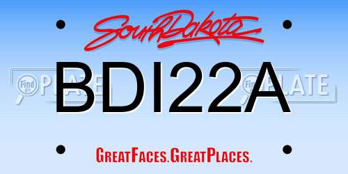 BDI22A South Dakota License Plate