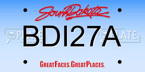 BDI27A South Dakota License Plate