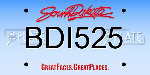 BDI525 South Dakota License Plate