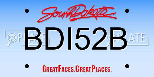 BDI52B South Dakota License Plate