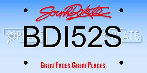 BDI52S South Dakota License Plate