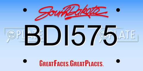 BDI575 South Dakota License Plate