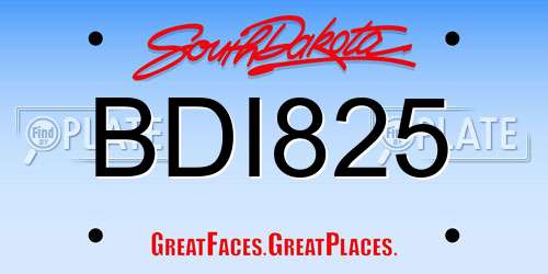 BDI825 South Dakota License Plate