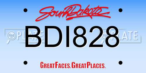 BDI828 South Dakota License Plate