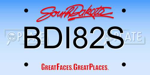 BDI82S South Dakota License Plate