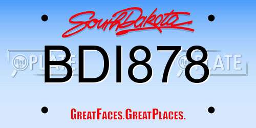 BDI878 South Dakota License Plate